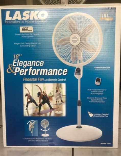 lasko   remote control elegance performance pedestal fan white  sale  ebay