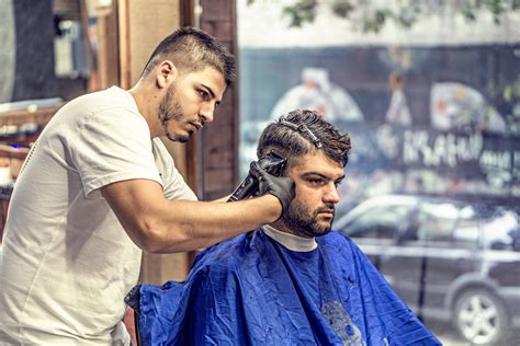 barber giving  haircut image  stock photo public domain photo