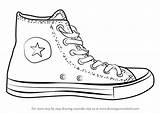 Converse Drawing Shoe Objects Schuhe Drawingtutorials101 Chaussure Tenis Drawings Malvorlage Tutorials Haute Sketches öffnen Kinder sketch template
