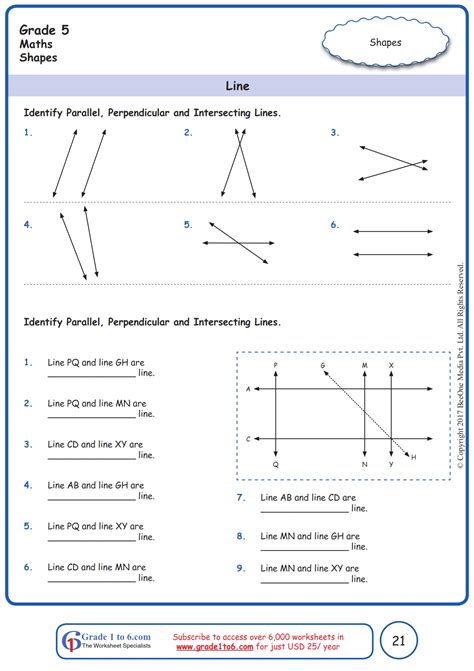 parallel perpendicular  intersecting lines worksheet printable