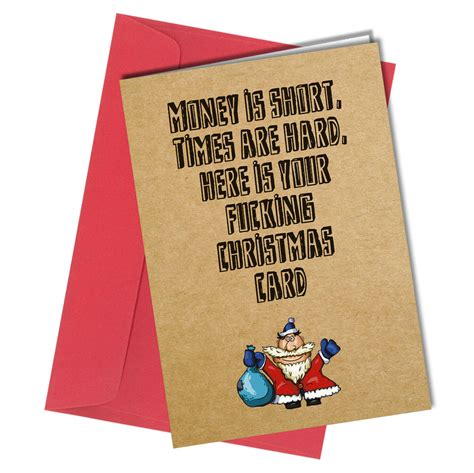 rude christmas funny card money  short times  hard mum dad