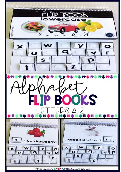 alphabet flip books   adapted books  real  life skills