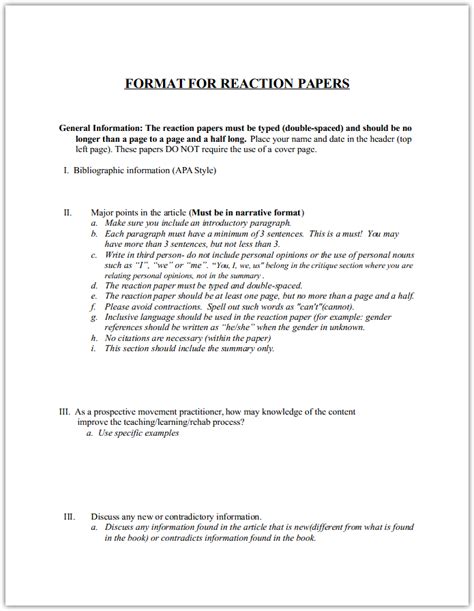parts  reaction paper