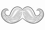 Vector Zen Mustache Zentangle Tangle Whisker Coloring Book Illustration Preview sketch template