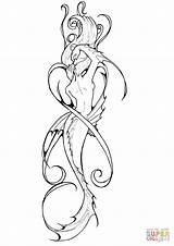 Mermaid Tattoo Coloring Pages Drawing sketch template