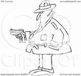 Pistol Investigator Chubby Holding Private Illustration Man Royalty Clipart Djart Vector sketch template
