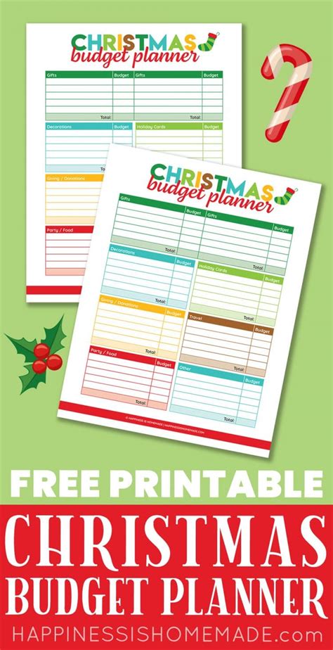 printable christmas budget planner happiness  homemade