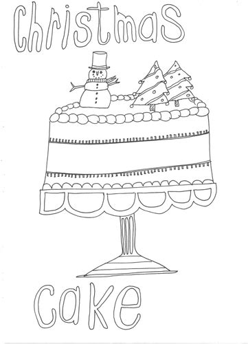 christmas cake colouring page teaching resources