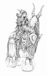 Warcraft Undead Sylvannas Warhorse Gane Malbuch Sylvanas Orc Mancini sketch template