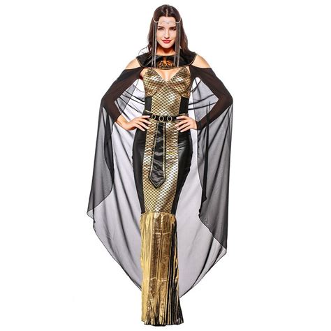 Gold Black Adult Cosplay Athena Goddess Costume Ancient