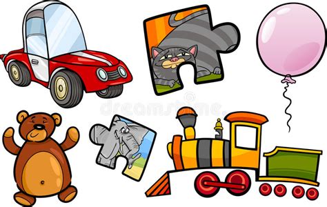 Toys Objects Cartoon Illustration Set Stock Vector