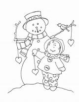 Stamps Digi Little Girl Digital Coloring Snowman Dearie Dolls Pages Winter Choose Board sketch template