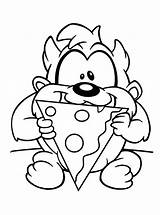Coloring Baby Looney Taz Tunes Pizza Eating Pages Kids Tasmanian Devil Clipart Stencils Disney Sheets Cartoon Cliparts Stencil Color Bunny sketch template