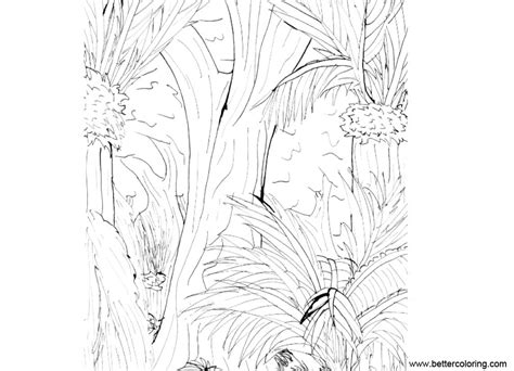 jungle coloring pages plants  printable coloring pages