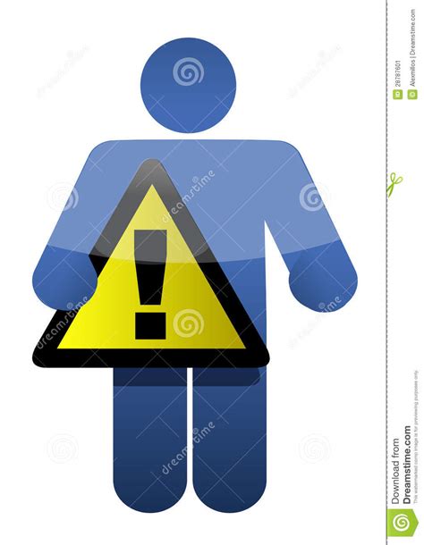 cartoon character holding  warning sign stock image image