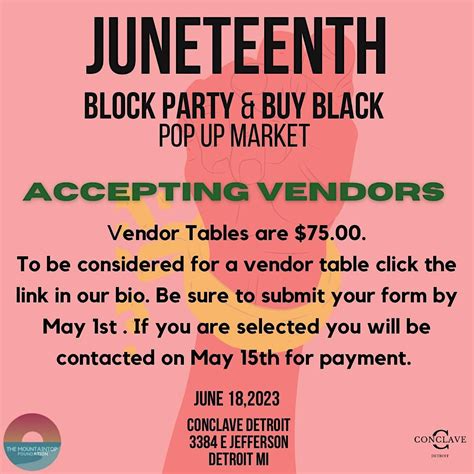 accepting vendors juneteenth buy black pop  market conclave detroit june