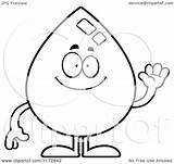 Water Drop Cartoon Clipart Coloring Mascot Waving Outlined Thoman Cory Vector Royalty 92kb 1024px 1080 sketch template