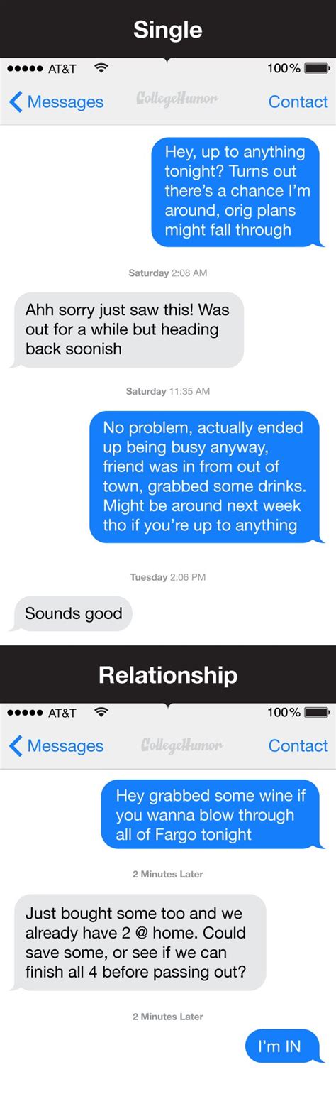 texting single vs relationship collegehumor post