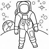Astronaut Moon Coloring Drawing Kids Line Simple Pages Colouring Cliparts Astronauts Walking Clipart Planets Stars Drawings Clip Little Library Getdrawings sketch template