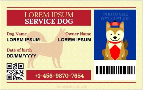 service dog id card templates microsoft word id card templates