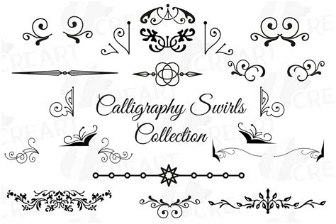 calligraphy swirls clip art calligraphic doodles svg png