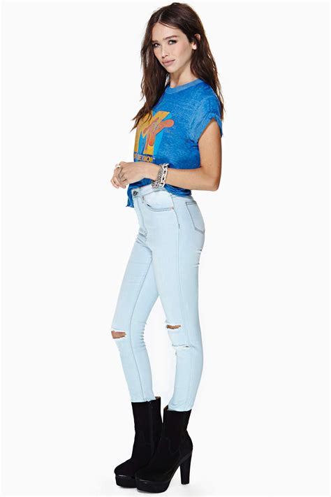 lyst nasty gal girl cant help it skinny jeans in blue