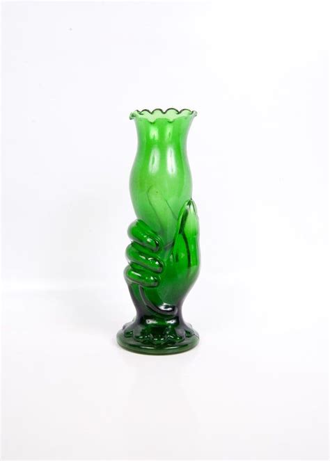 Vintage Green Hand Vase Cased Glass Mold By Levintagegalleria Vintage