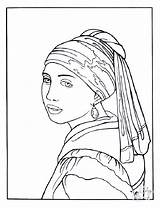 Vermeer Coloring Woman Pearl Kids Color Young Pages Johannes Print sketch template