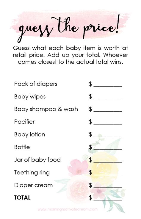 printable baby shower games ideas
