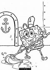 Coloring Mop Spongebob Getdrawings Sponge Bob sketch template