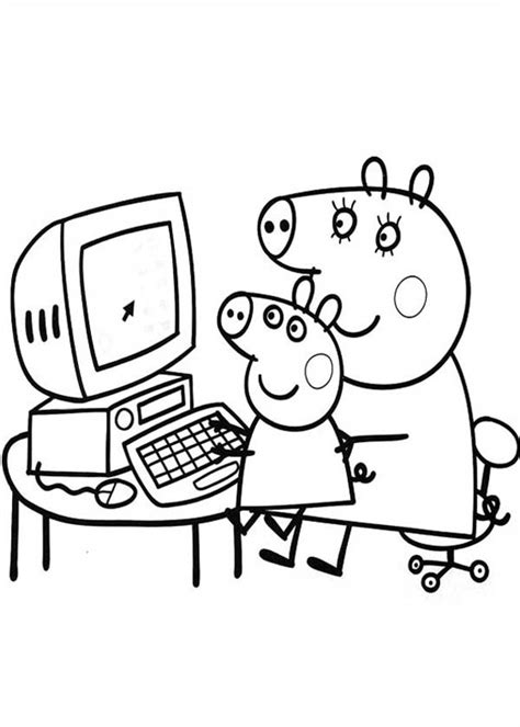 peppa pig learnto  computer  mommy pig coloring page coloring sky
