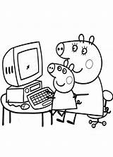 Pig Peppa Computer Coloring Use Mommy sketch template