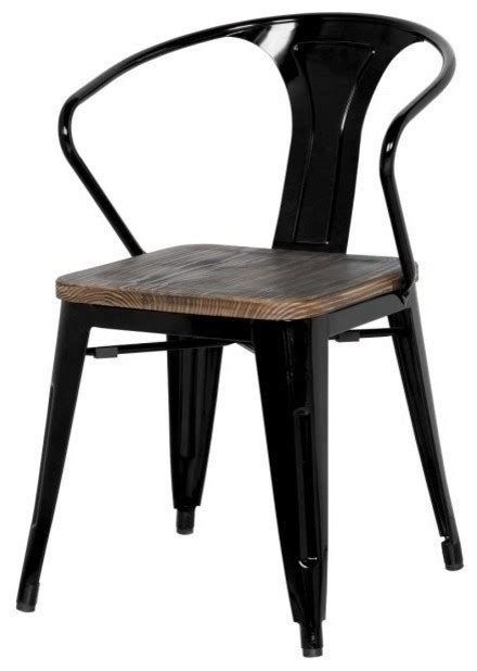 Grand Metal Armchairs Black Set Of 4 Industrial Dining Chairs