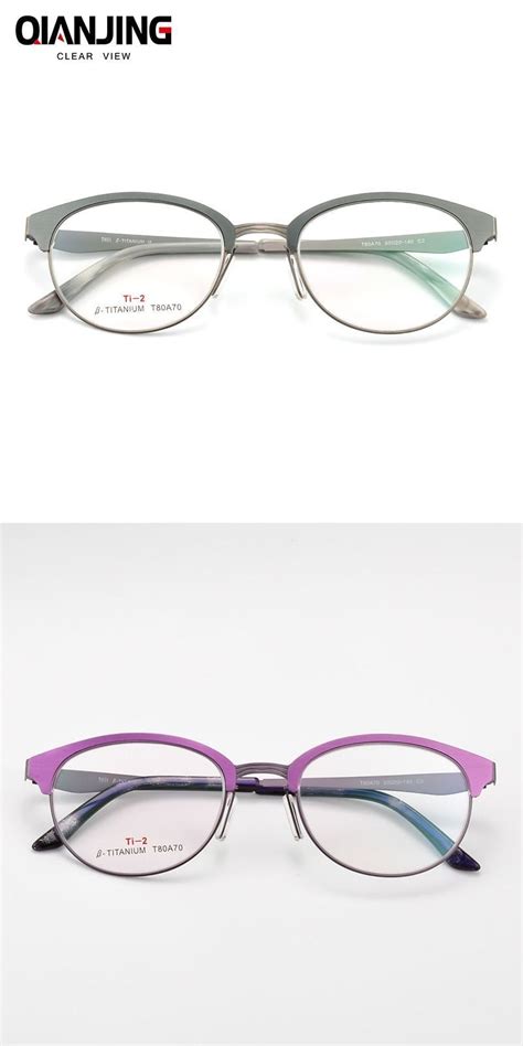 qj titanium glasses frame women brand designer female vintage round