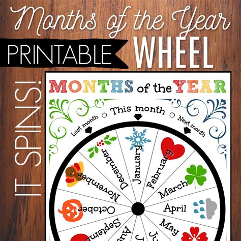 months   year printable wheel kids circle time activity etsy