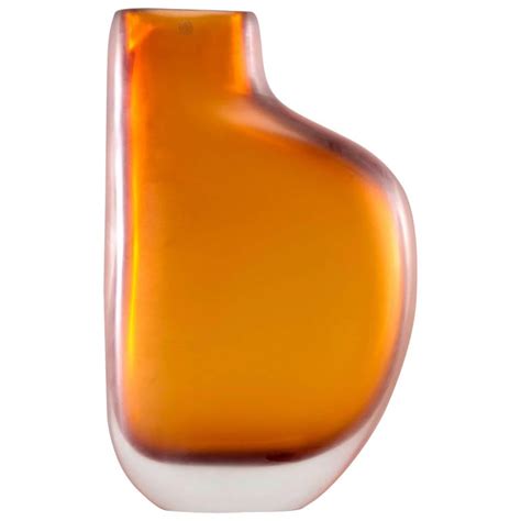 Limited Edition Amber Murano Cased Glass Vase By Arcade At