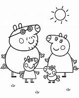 Peppa Coloring Pig Family Color Print Printable sketch template