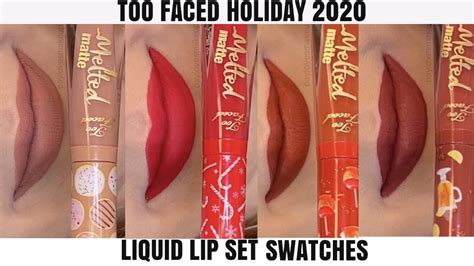 Too Faced Holiday 2020 Swatches Of The Christmas Snuggles And Melted