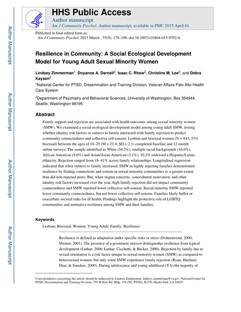 pdf resilience in community a social ecological