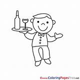 Waiter Colouring Coloring Children Pages Sheet Title sketch template