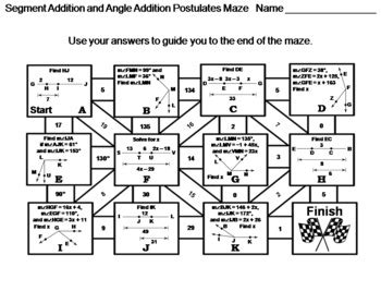 segment addition  angle addition postulates activity math maze