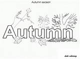 Autumn Seasons Season Fall Coloring Kids Printable Leave sketch template
