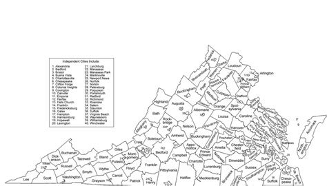 printable virginia county map printable map   united states
