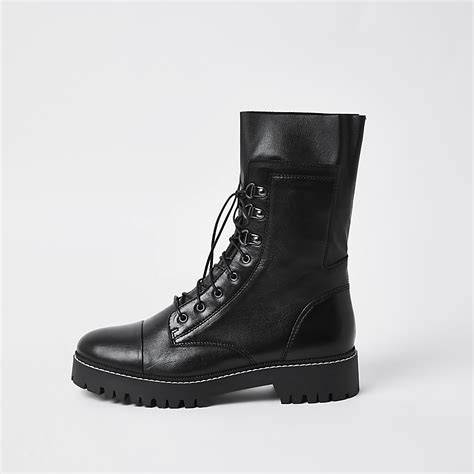 black leather lace  boots river island