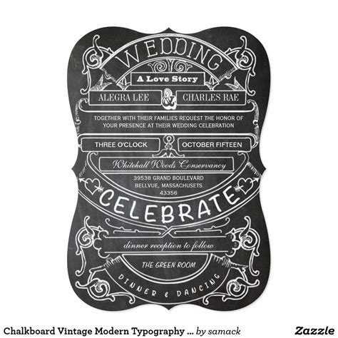chalkboard vintage modern typography wedding invitation
