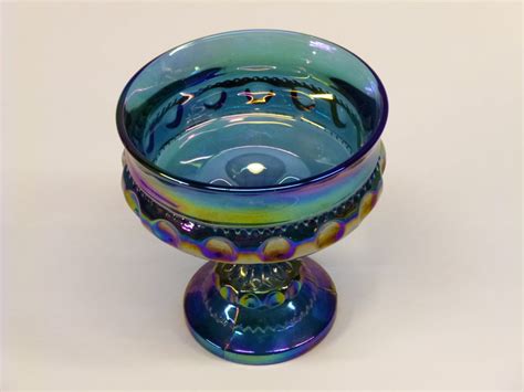 Vintage Indiana Glass Iridescent Blue Carnival By Oldschooldeals