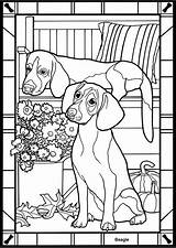 Coloring Pages Kids Dog Beagle Dover Glass Stained Book Sheets Color Dogs Adults Rod Hot Beagles Colouring Publications Printable Puppies sketch template