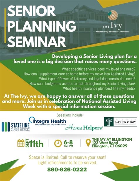 sep  senior planning seminar ellington ct patch