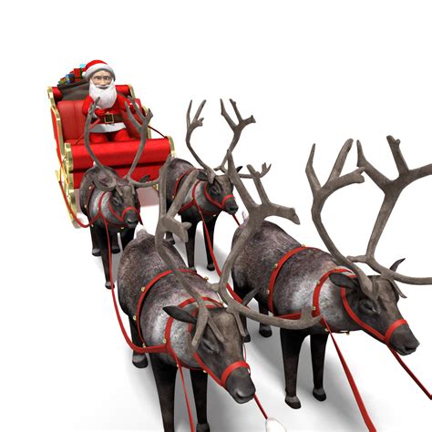santa  sleigh reindeer model