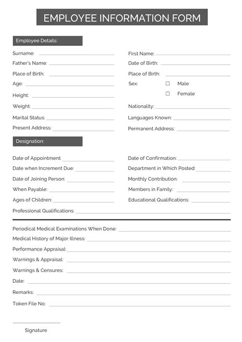 employee information form template  word  excel vrogue